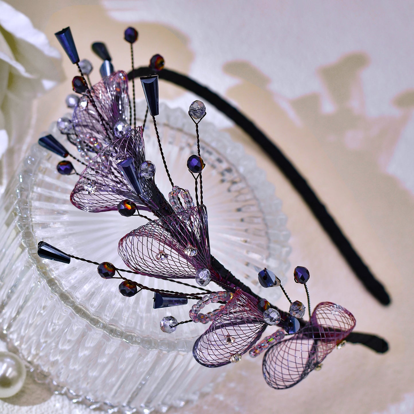 Purple Crystal Leaf Headband Bridal Hair Accessories - Bridella-BYXA27