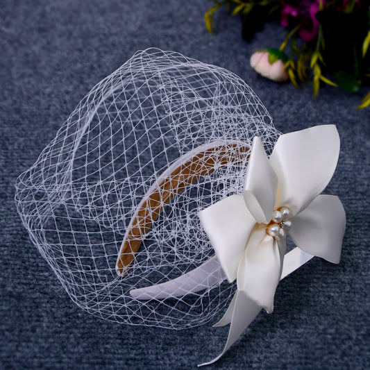 Fashion Ladies Face Accessories Handmade Bow Fishnet Hair Accessories Bridal Wedding Prom Bird Cage Veil - Bridella BVA07