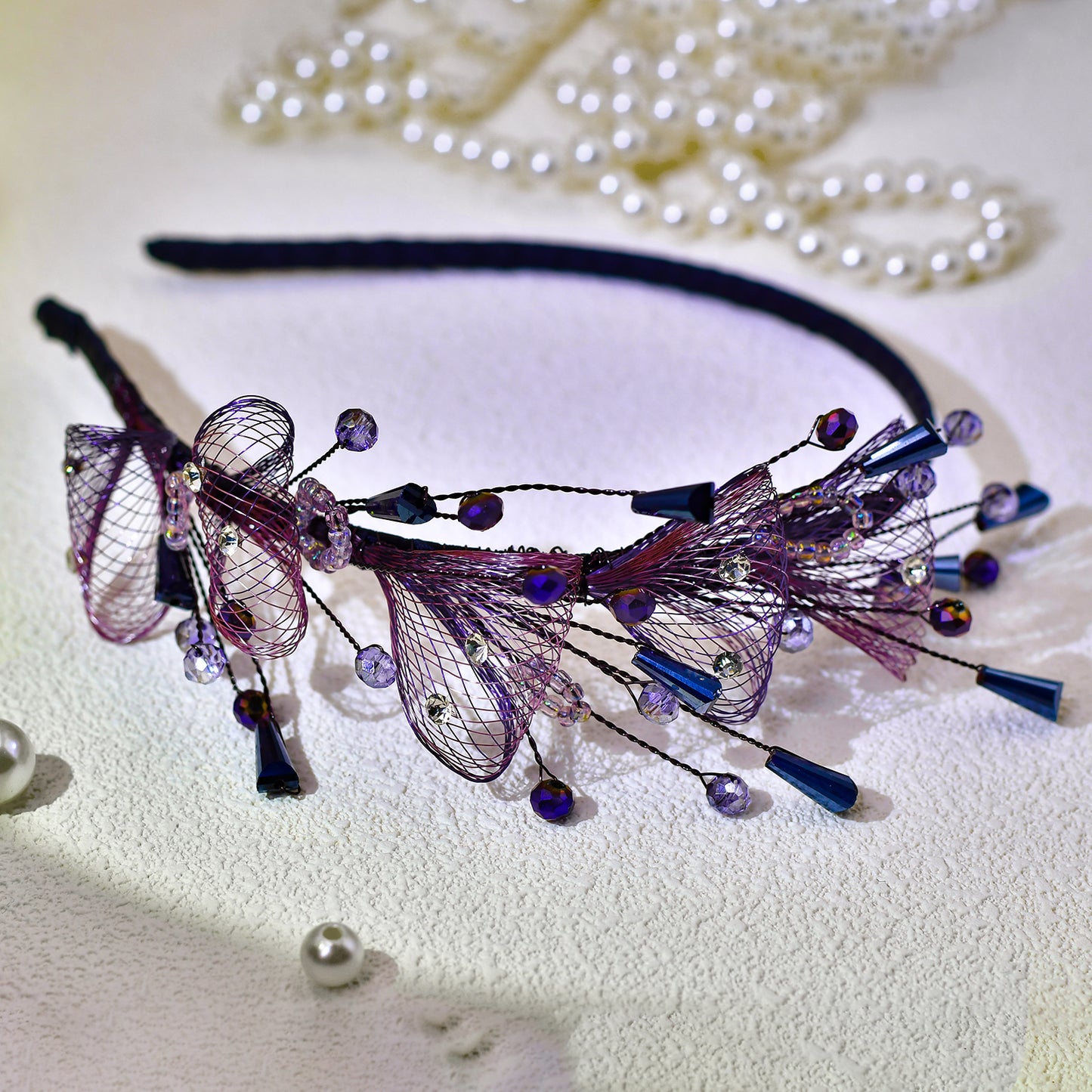 Purple Crystal Leaf Headband Bridal Hair Accessories - Bridella-BYXA27