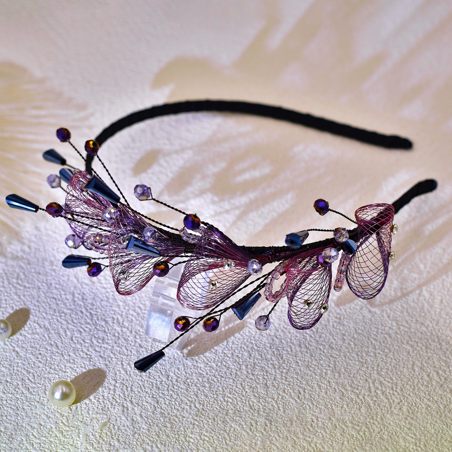 Purple Crystal Leaf Headband Bridal Hair Accessories - Bridella-BYXA27