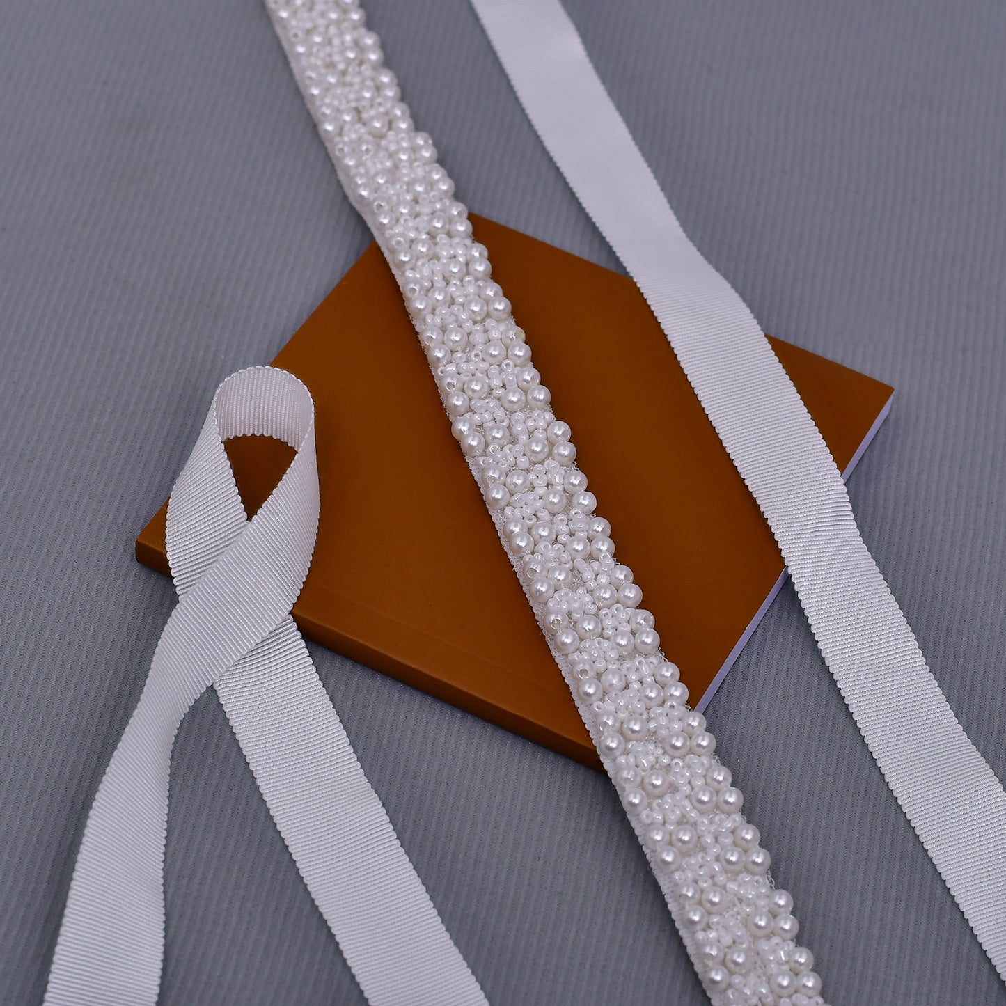 Pearl Beaded Bridal Belt, Ivory Wedding Sash with Satin Ribbon, Elegant Waist Belt for Wedding Dress - Bridella BS204