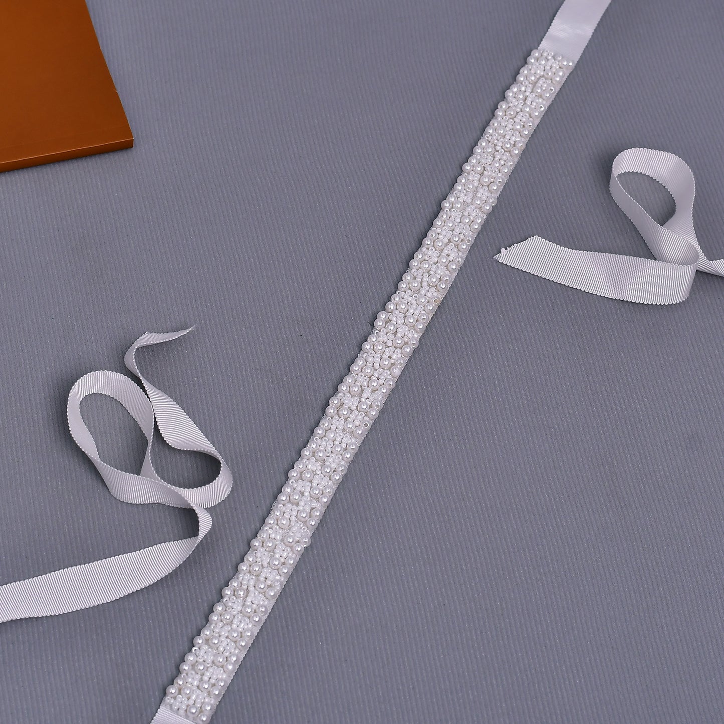 Pearl Beaded Bridal Belt, Ivory Wedding Sash with Satin Ribbon, Elegant Waist Belt for Wedding Dress - Bridella BS204