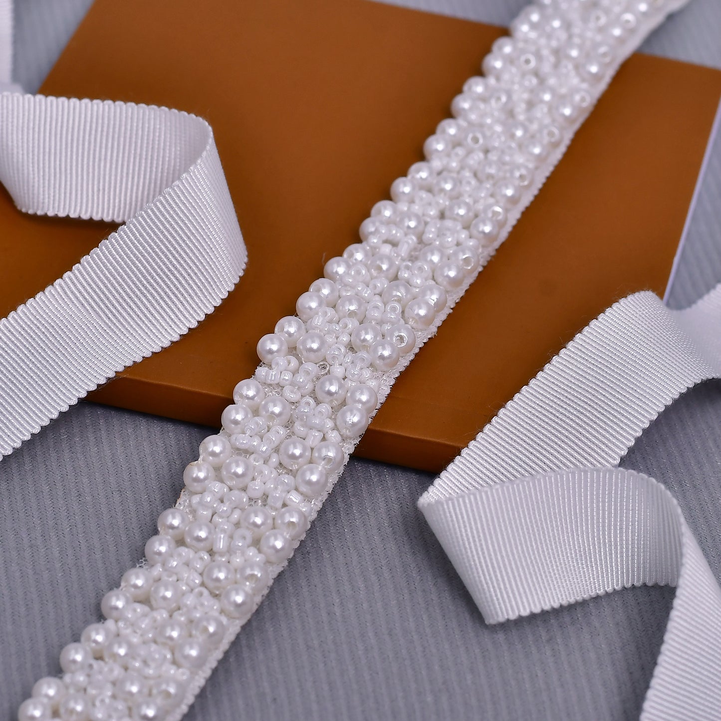 Pearl Beaded Bridal Belt, Ivory Wedding Sash with Satin Ribbon, Elegant Waist Belt for Wedding Dress - Bridella BS204