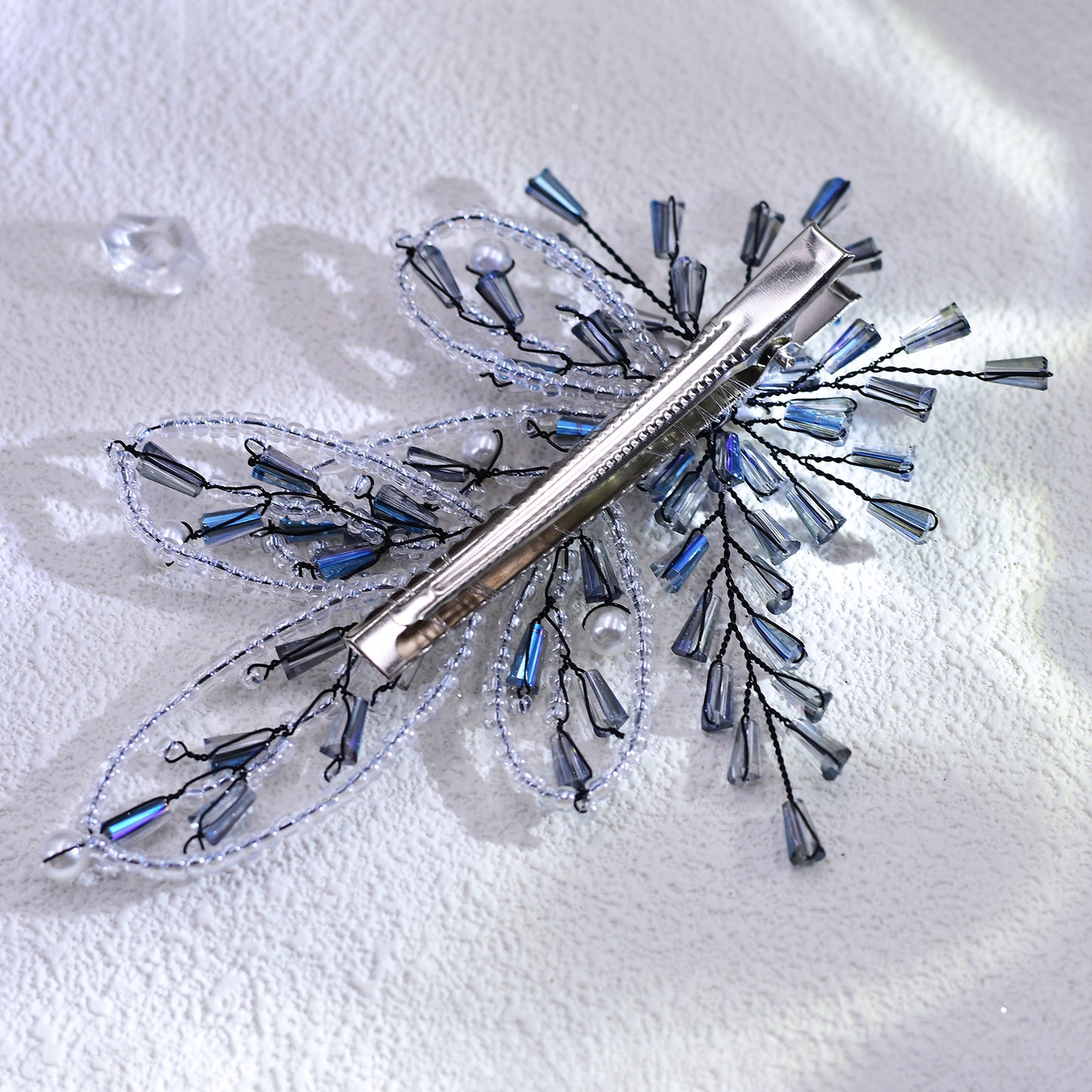 Blue Crystal Leaf Bridal Hair Pin Wedding Hairpiece - Bridella BYXA113