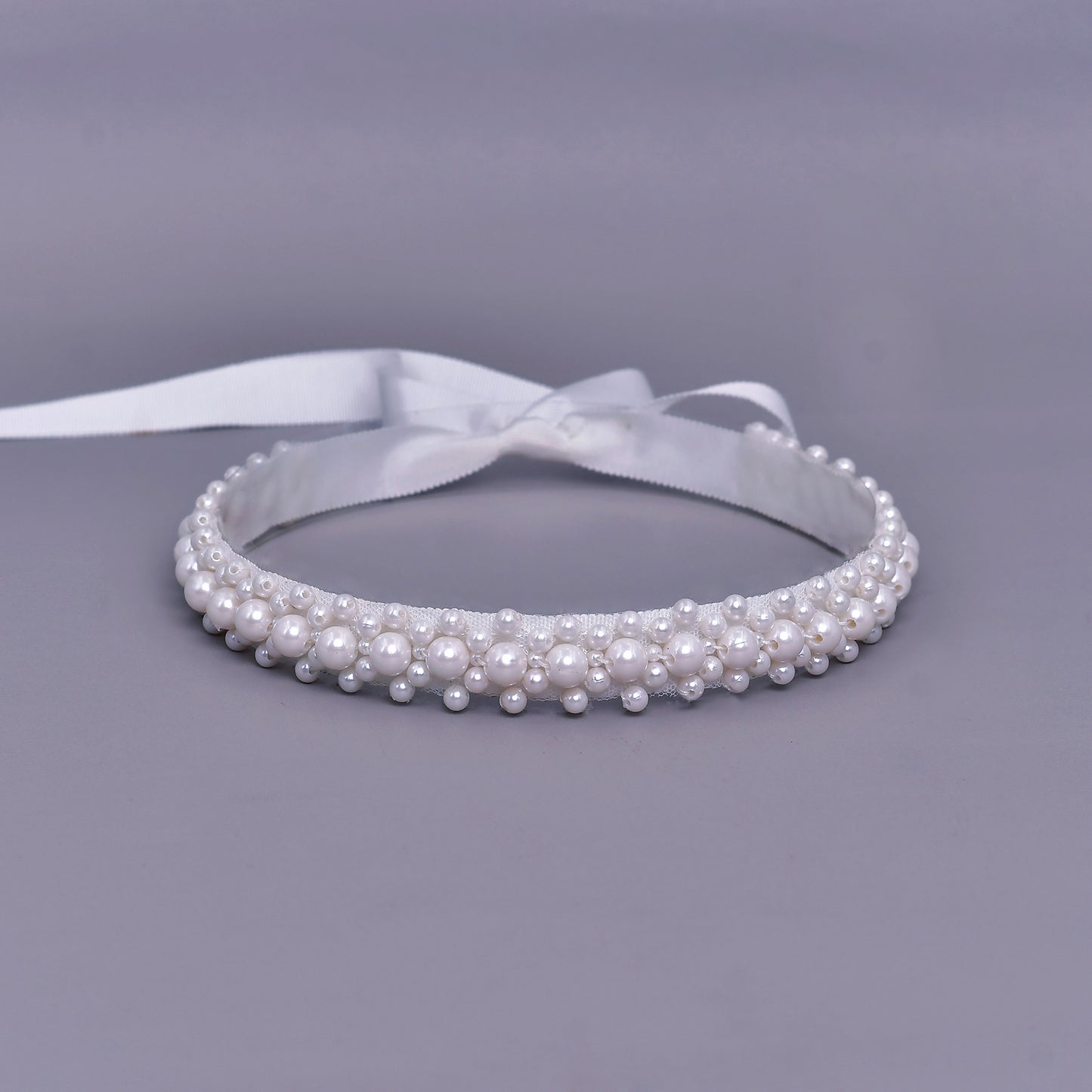 Bridella Ivory Pearl Bridal Belt with Bow, Elegant Beaded Wedding Sash-BS184