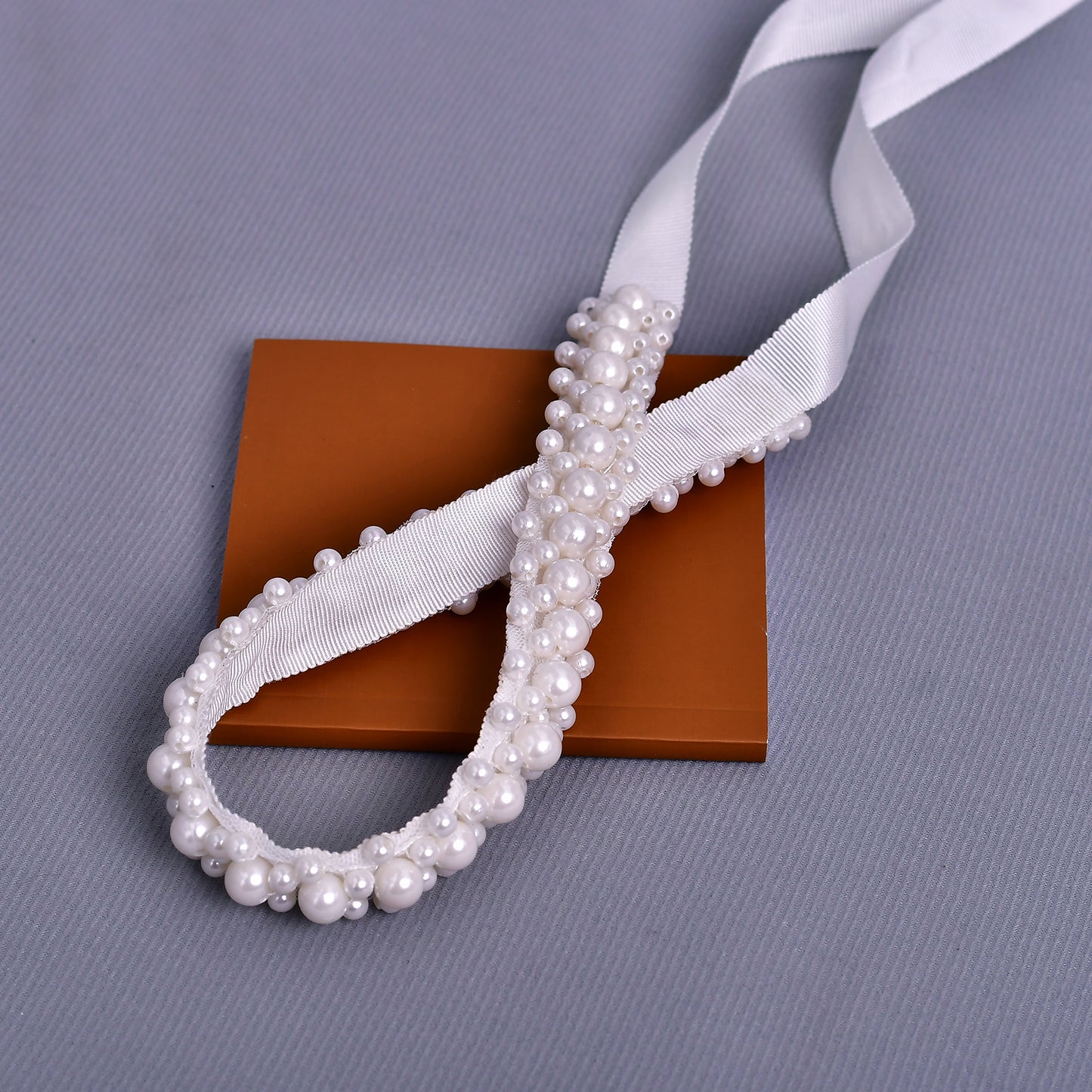 Bridella Ivory Pearl Bridal Belt with Bow, Elegant Beaded Wedding Sash-BS184