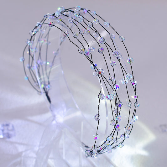 Black Crystal Minimalist Bridal Headband Wedding Hair Accessories - Bridella BYXA122