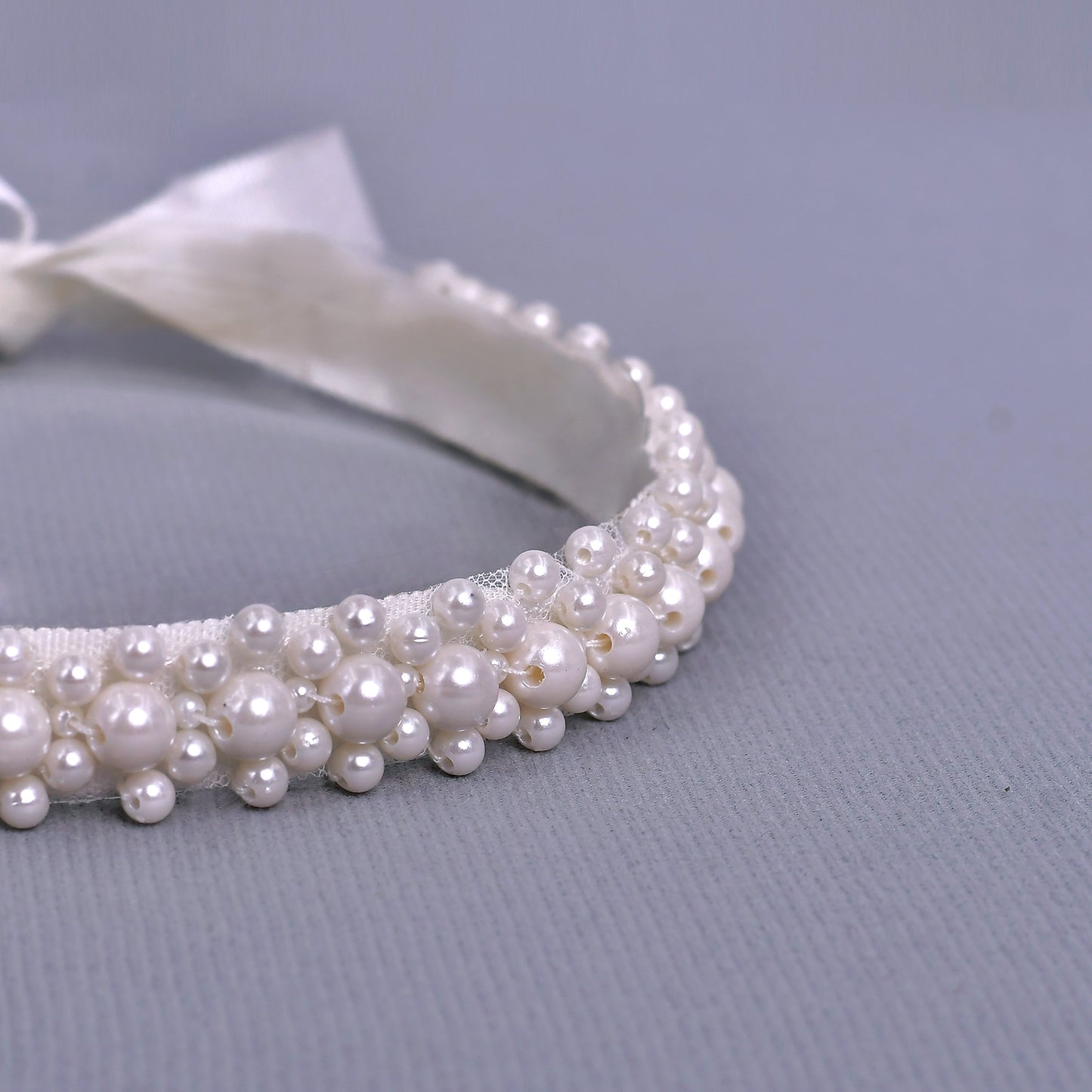 Bridella Ivory Pearl Bridal Belt with Bow, Elegant Beaded Wedding Sash-BS184