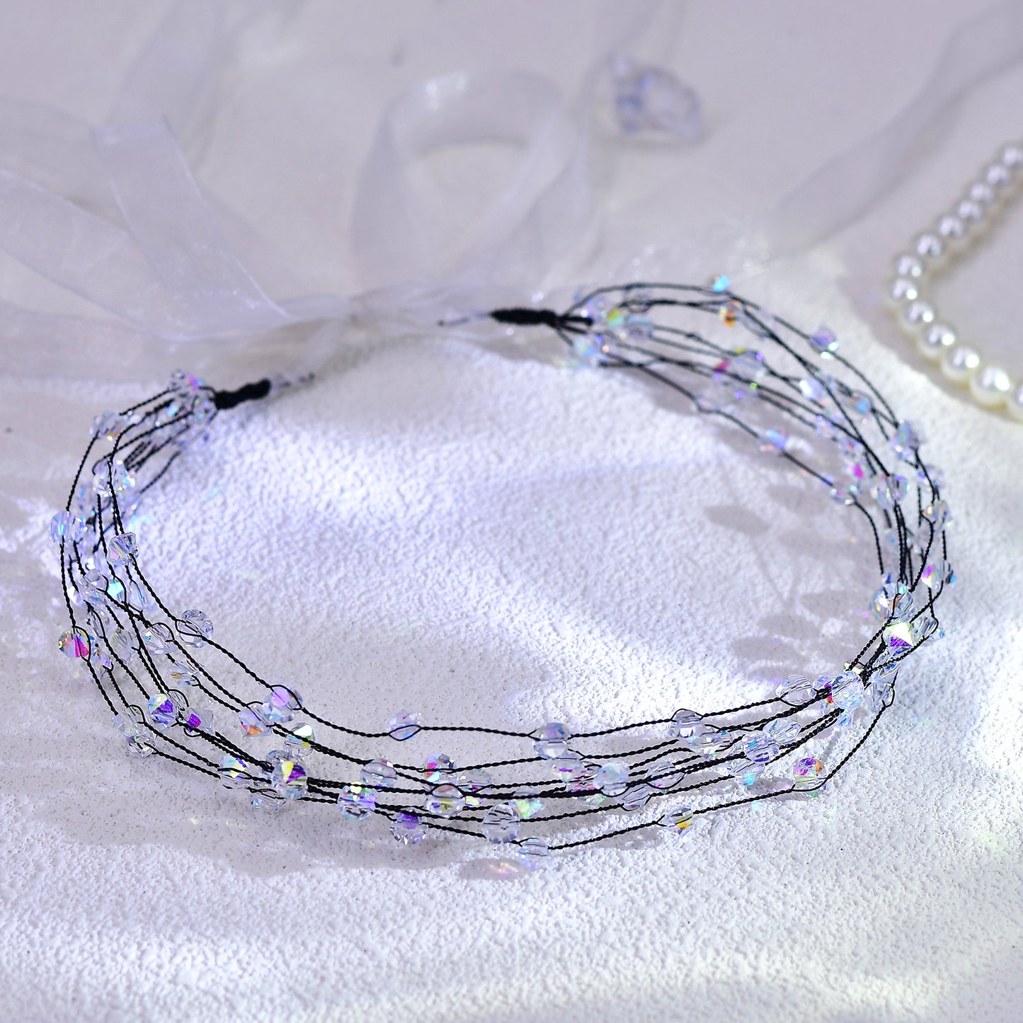 Black Crystal Minimalist Bridal Headband Wedding Hair Accessories - Bridella BYXA122