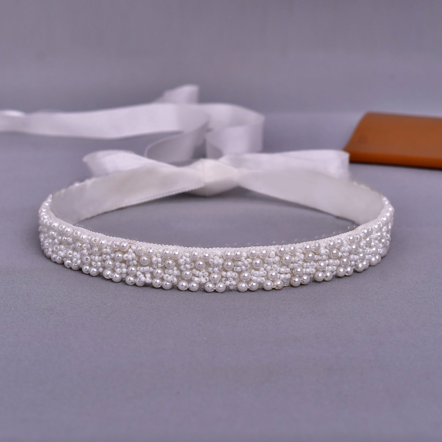 Pearl Beaded Bridal Belt, Ivory Wedding Sash with Satin Ribbon, Elegant Waist Belt for Wedding Dress - Bridella BS204