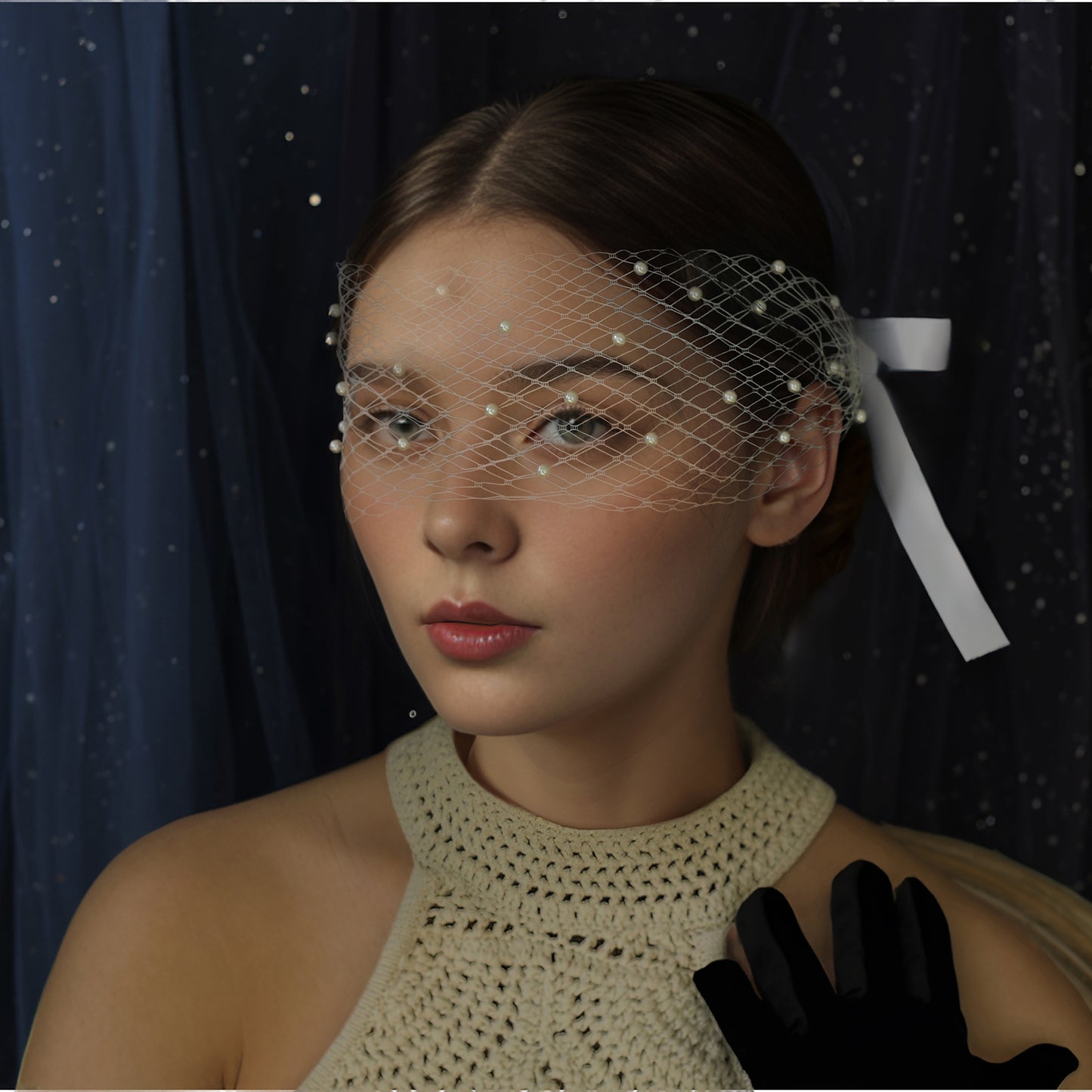 Classic Pearl Bridal Veil Wedding Blusher Veil - Bridella BMA31