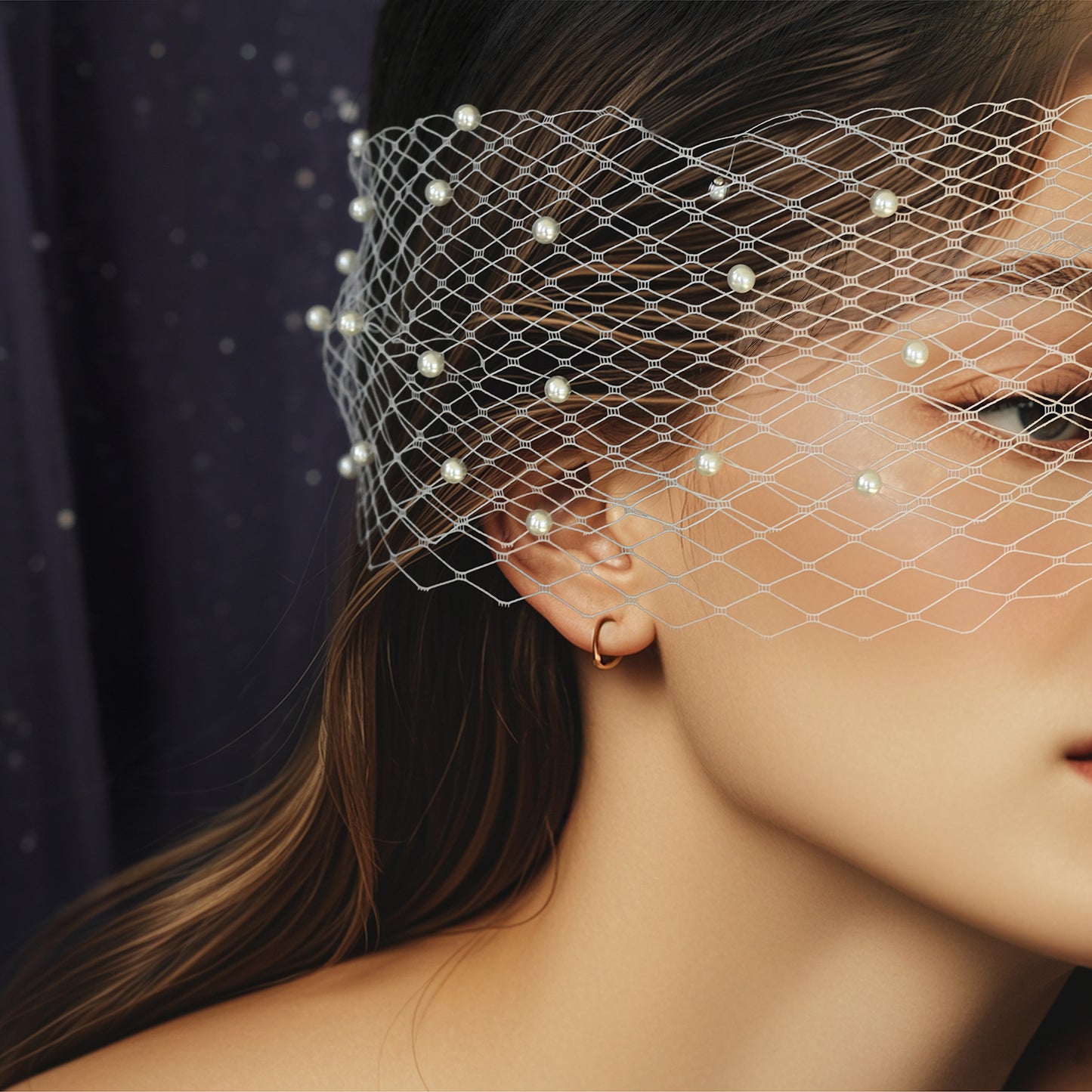 Classic Pearl Bridal Veil Wedding Blusher Veil - Bridella BMA31