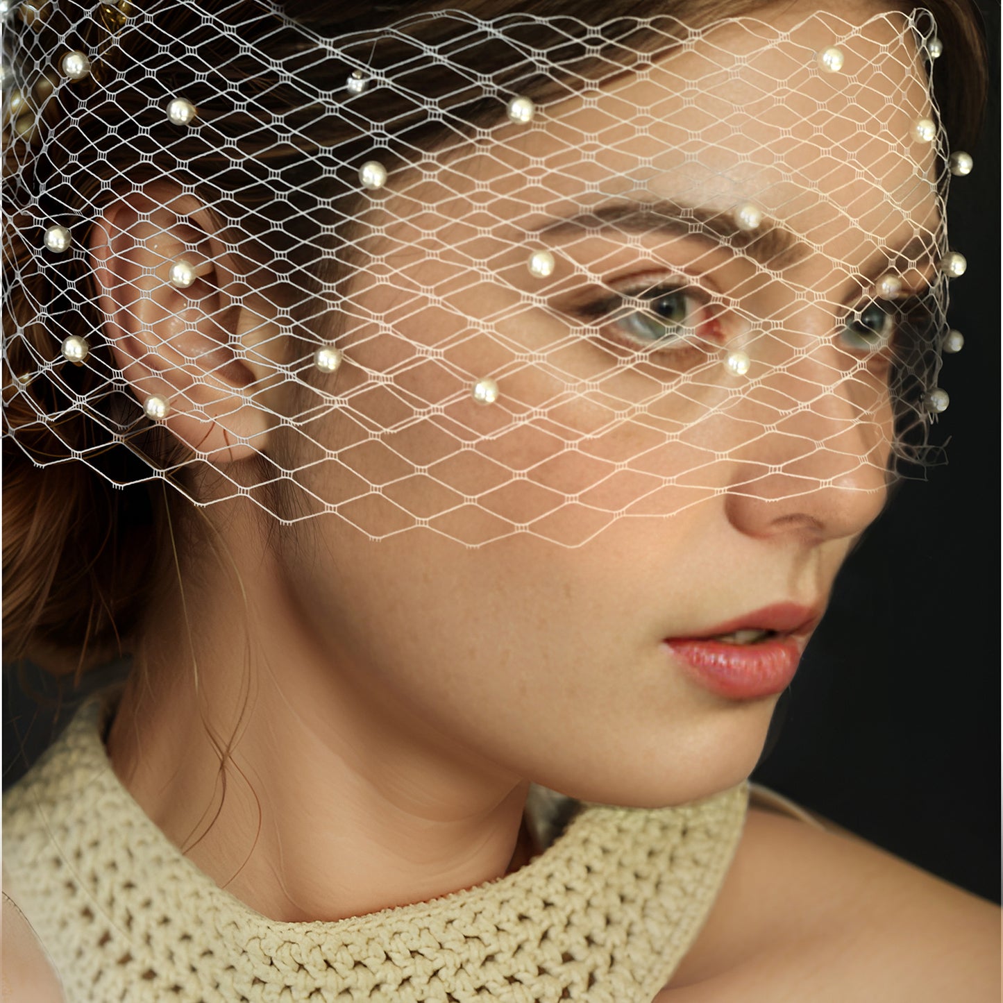 Classic Pearl Bridal Veil Wedding Blusher Veil - Bridella BMA31