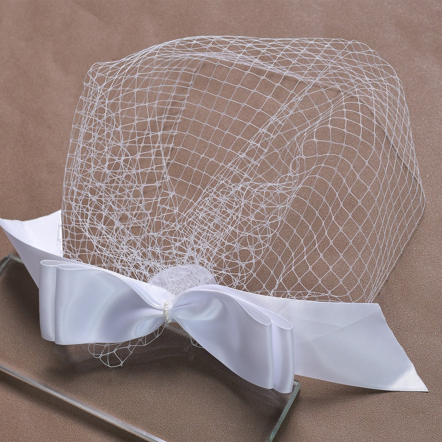 Hot Sale High Quality White Bowknot Mesh Veil Prom Party Hair Comb Veil Bridal Wedding Birdcage Veil - Bridella BVA03