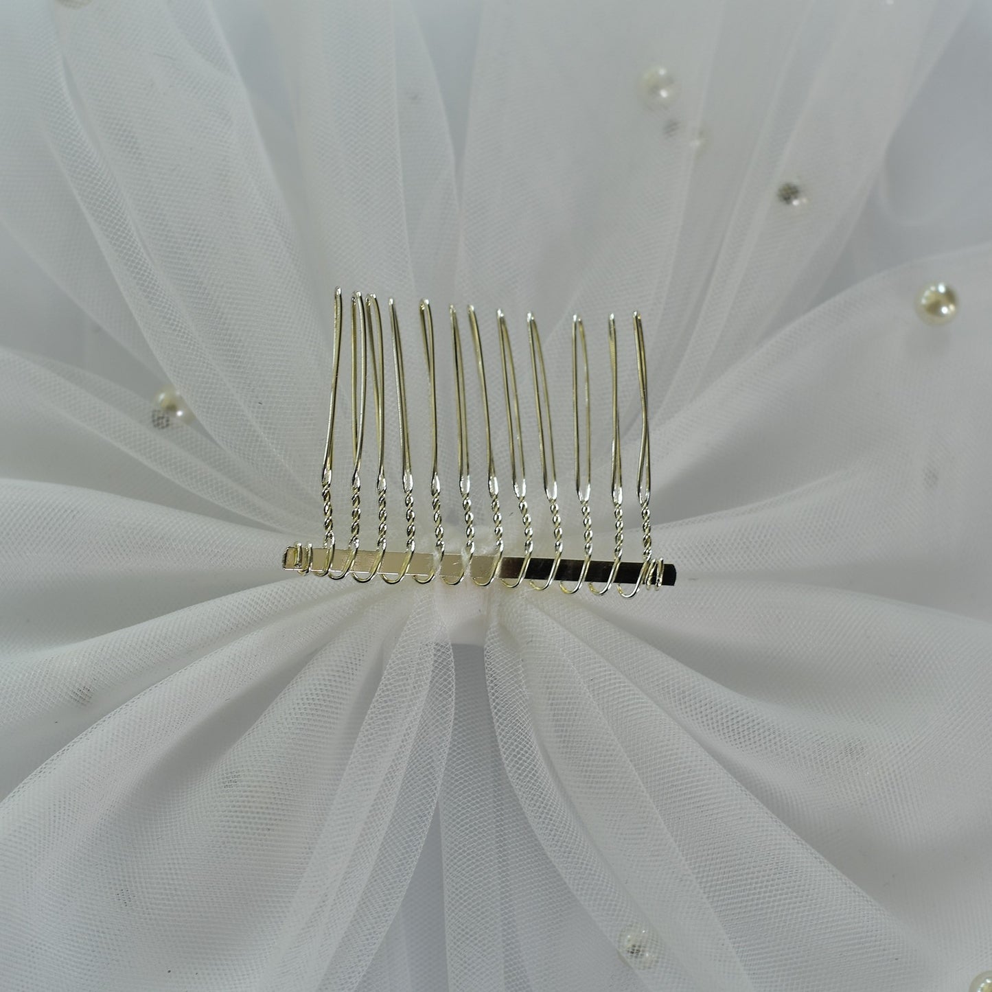 BRIDELLA BV04A Pearl Bow Bridal Veil Beaded Cream White Soft Yarn Wedding Party Hair Accessories