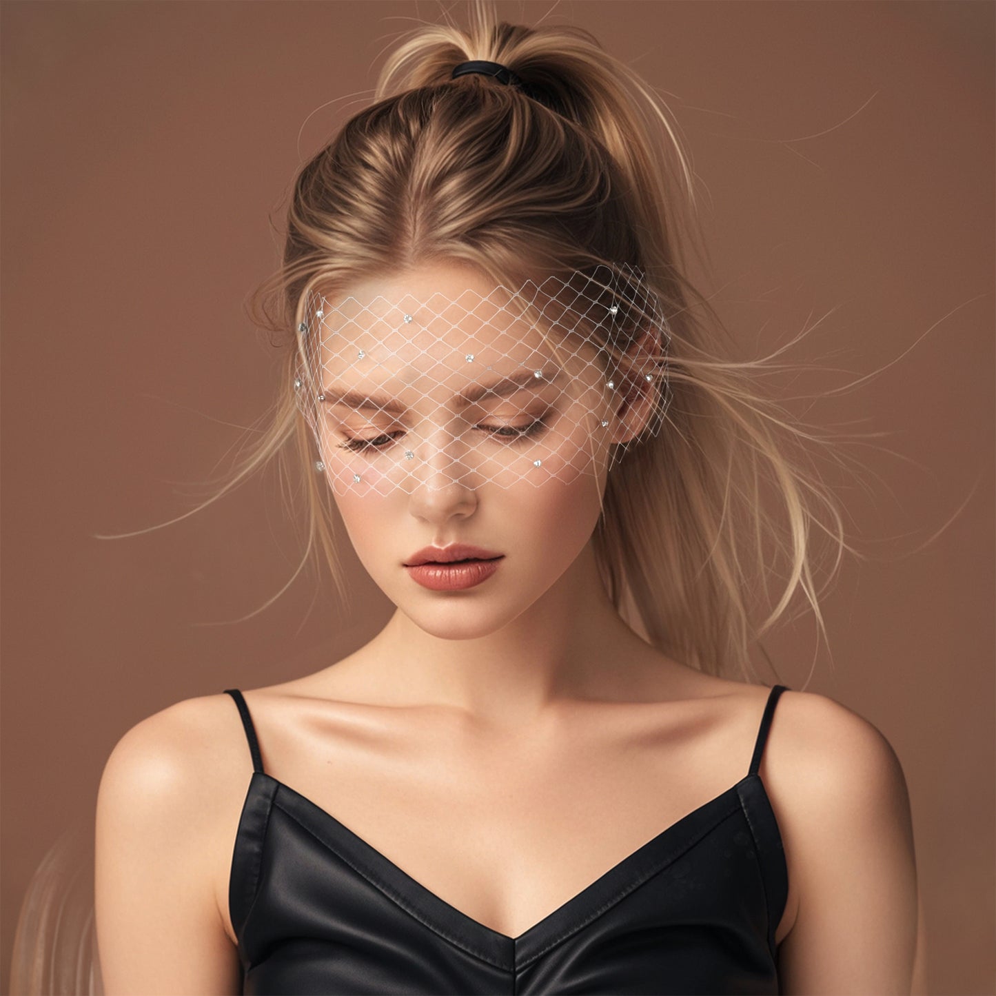 Rhinestone Birdcage Bridal Veil Wedding Headband Veil - Bridella BMA18