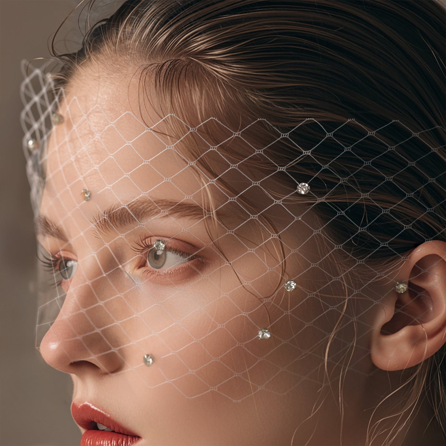 Rhinestone Birdcage Bridal Veil Wedding Headband Veil - Bridella BMA18