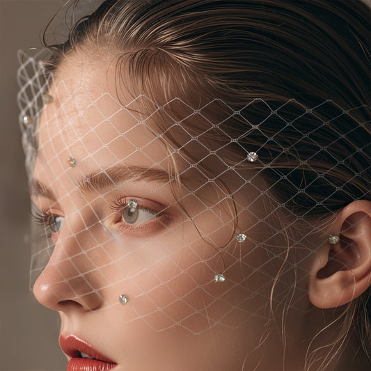 Rhinestone Birdcage Bridal Veil Wedding Headband Veil - Bridella BMA18
