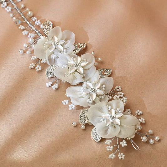 Pearl Flower Bridal Hair Vine Wedding Headpiece – Bridella BHP274-S