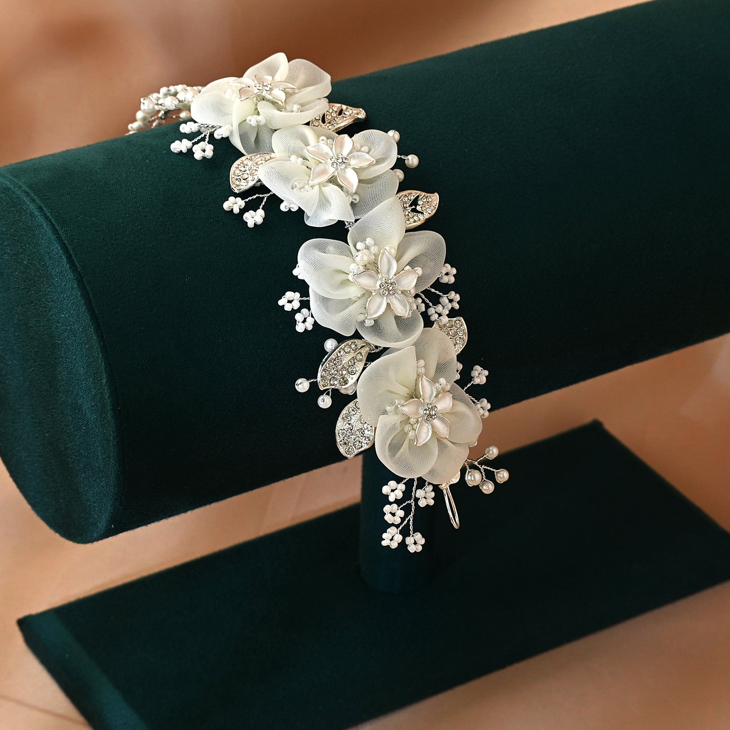 Pearl Flower Bridal Hair Vine Wedding Headpiece – Bridella BHP274-S