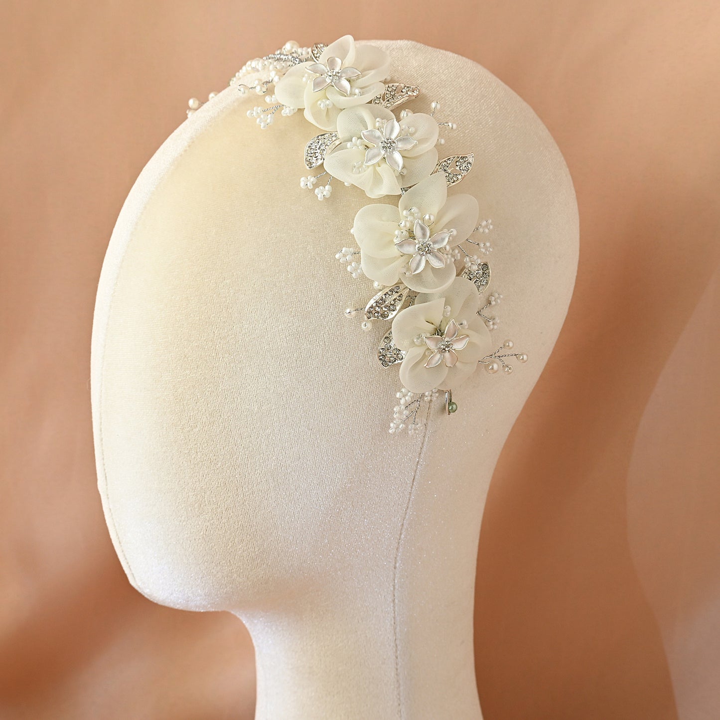 Pearl Flower Bridal Hair Vine Wedding Headpiece – Bridella BHP274-S