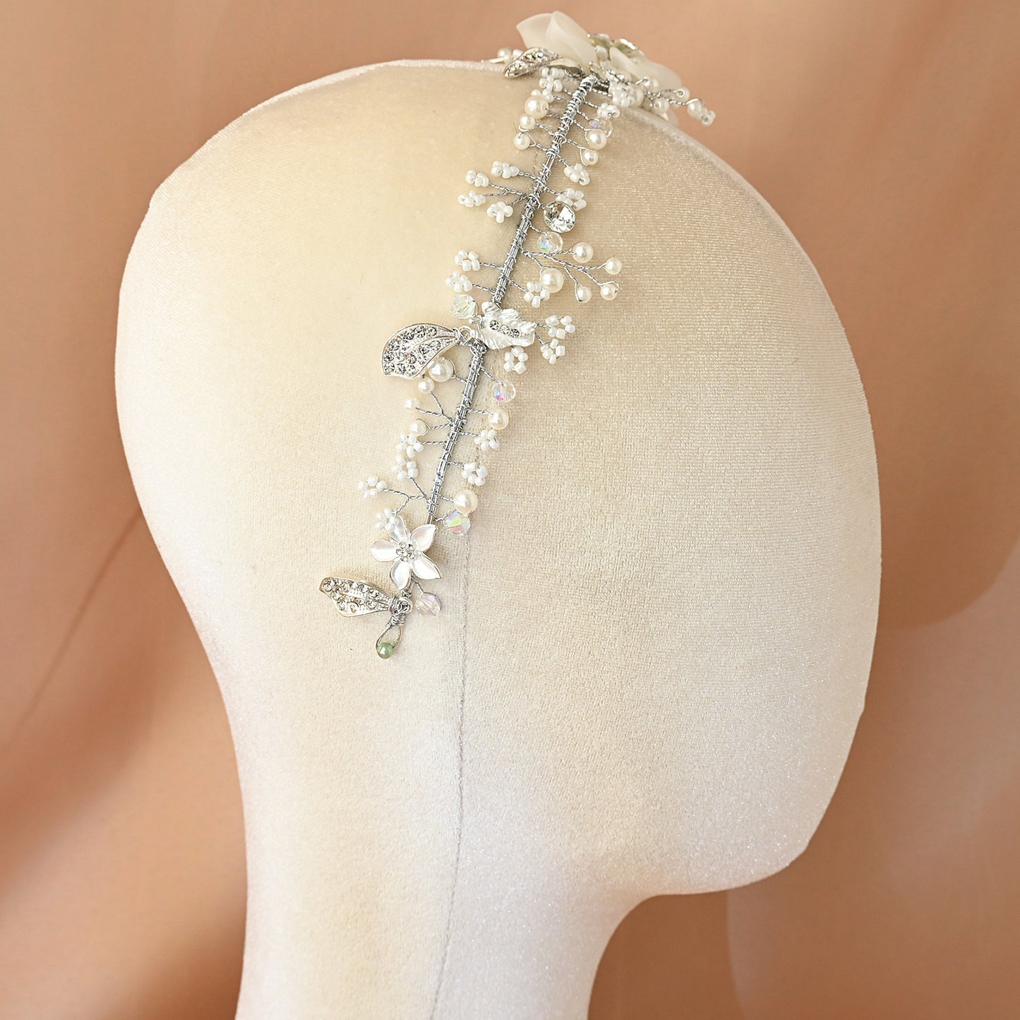 Pearl Flower Bridal Hair Vine Wedding Headpiece – Bridella BHP274-S
