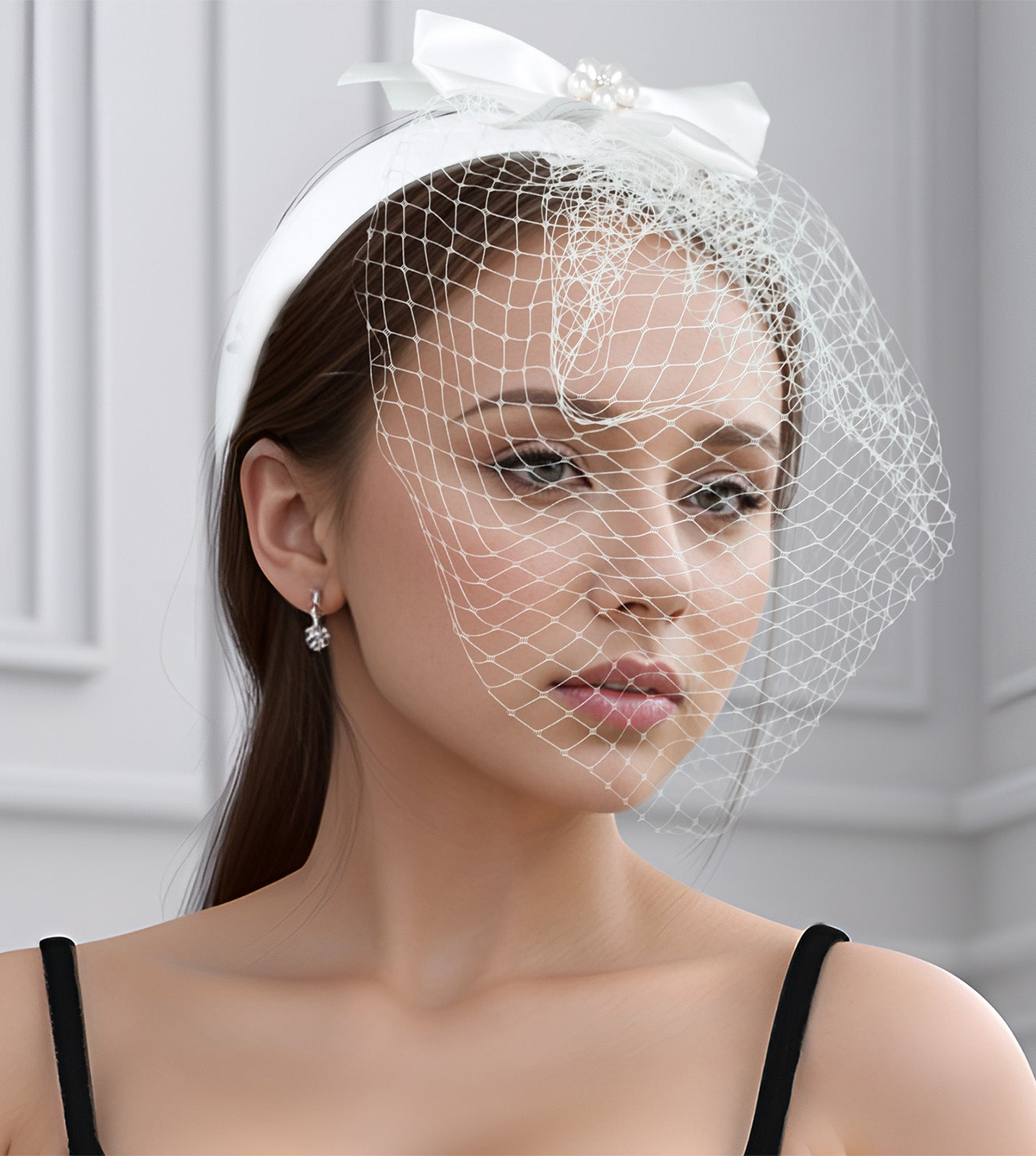 Fashion Ladies Face Accessories Handmade Bow Fishnet Hair Accessories Bridal Wedding Prom Bird Cage Veil - Bridella BVA07