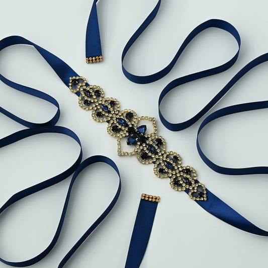 Bridella Navy Rhinestone Belt - Bridella BS214ML