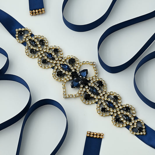 Bridella Navy Rhinestone Belt - Bridella BS214ML