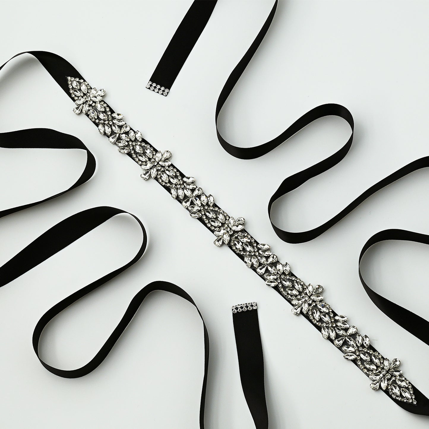 Black Rhinestone Bridal Belt – Bridella BS429