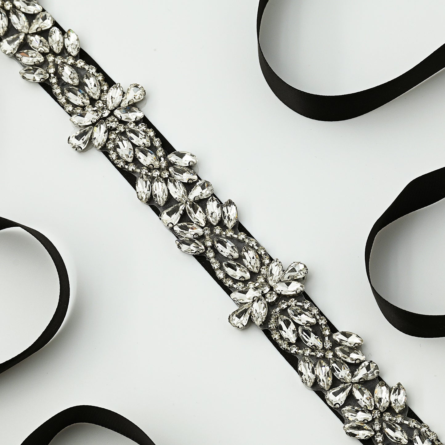 Black Rhinestone Bridal Belt – Bridella BS429