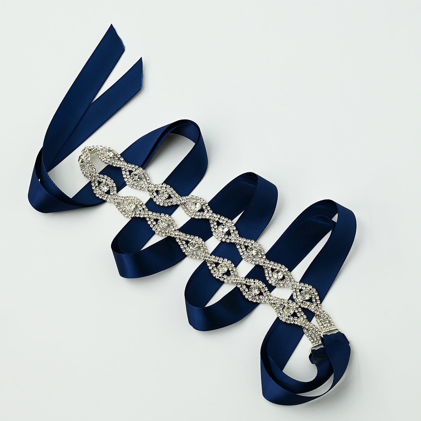 Navy Blue Wedding Rhinestone Bridal Belt - Bridella BS302