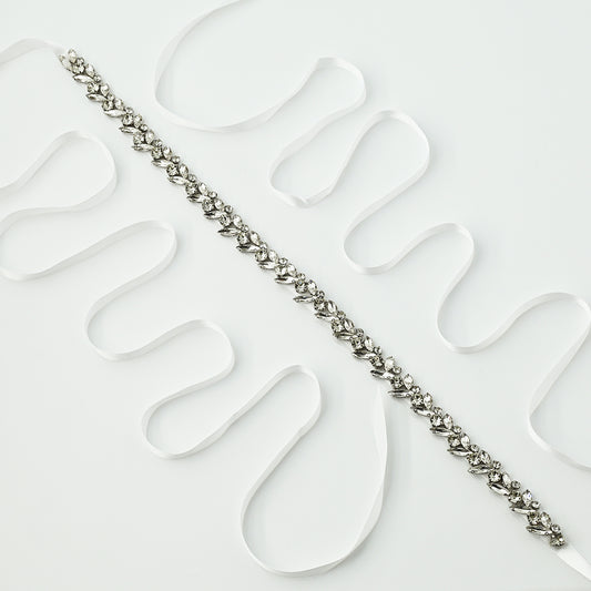 White Rhinestone Bridal Belt – Bridella BS468