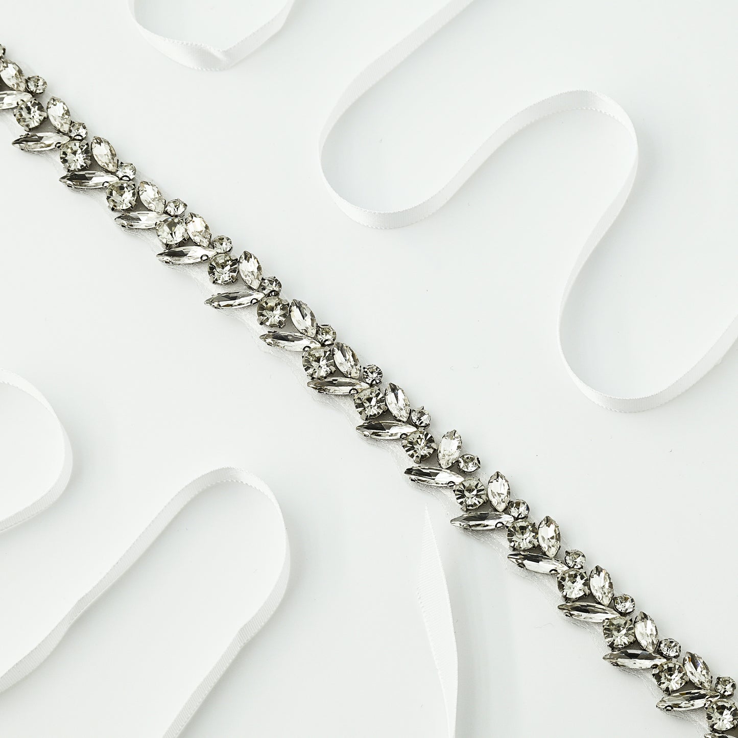 White Rhinestone Bridal Belt – Bridella BS468