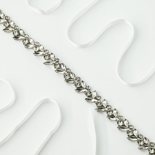 White Rhinestone Bridal Belt – Bridella BS468