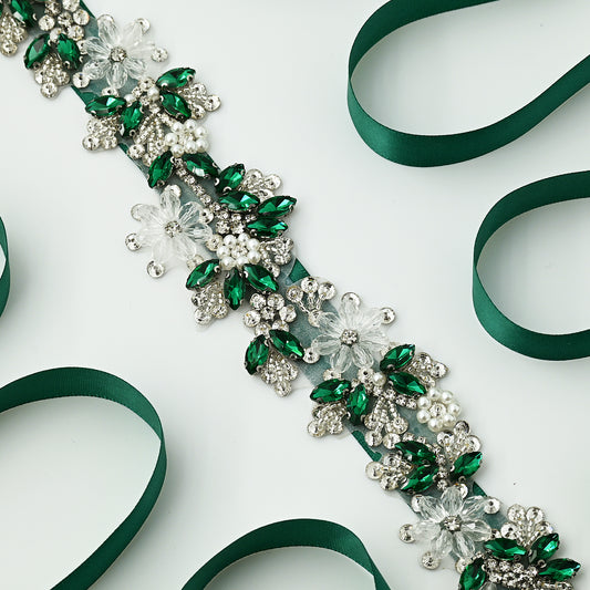 Rhinestone Flower Belt – Bridella BS434