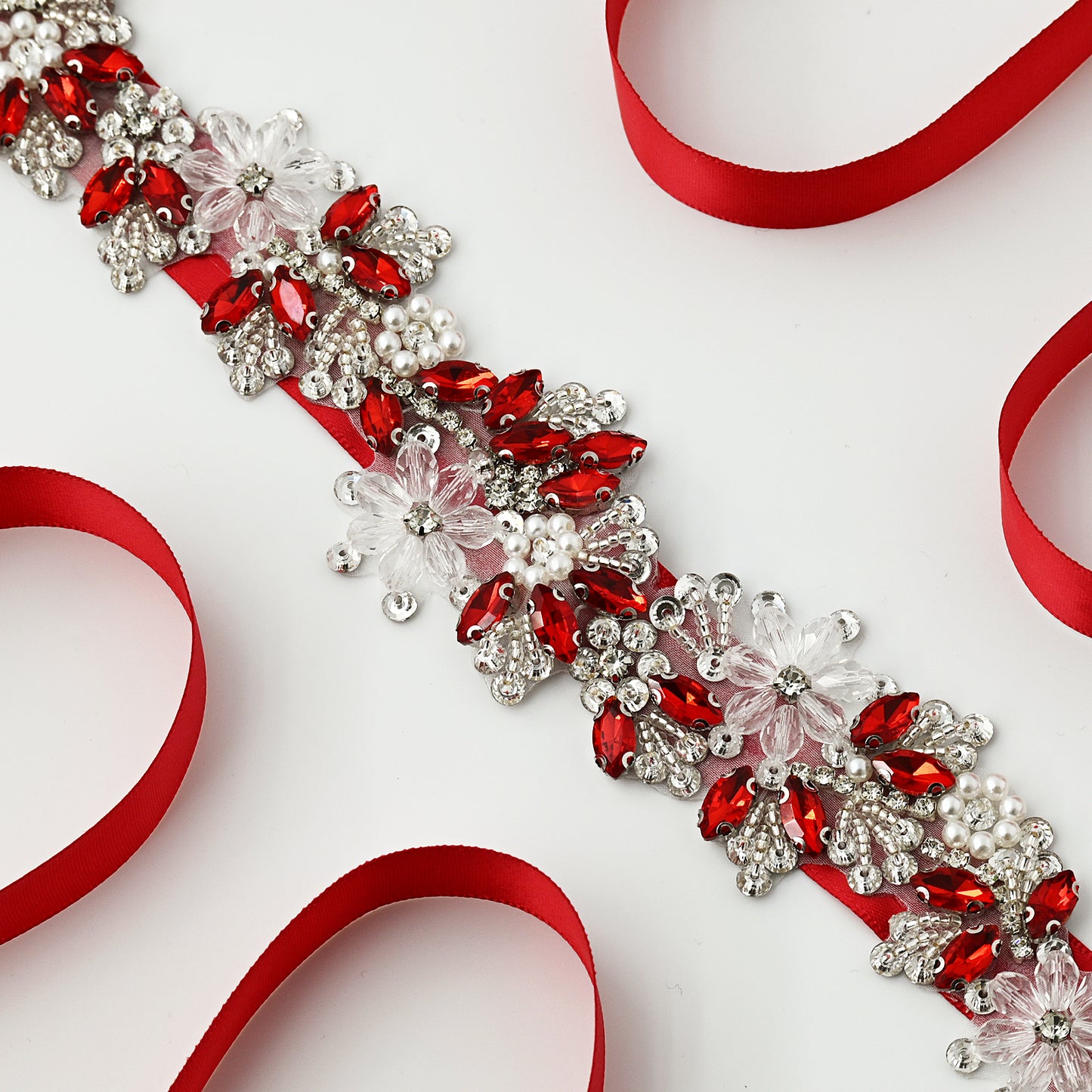 Rhinestone Flower Belt – Bridella BS434