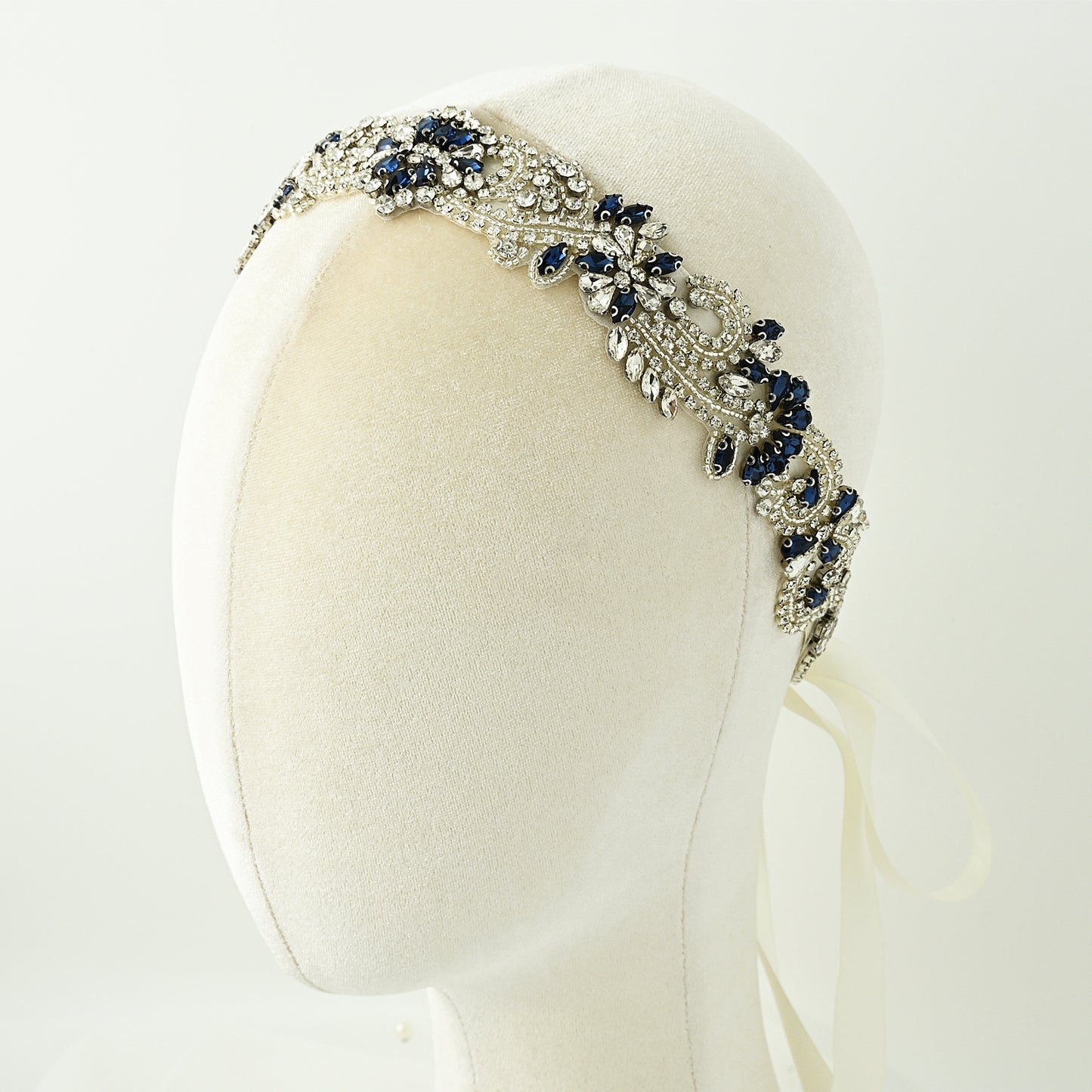 Navy Blue Rhinestone Bridal Sash Wedding Dress Belt – Bridella BS106ML