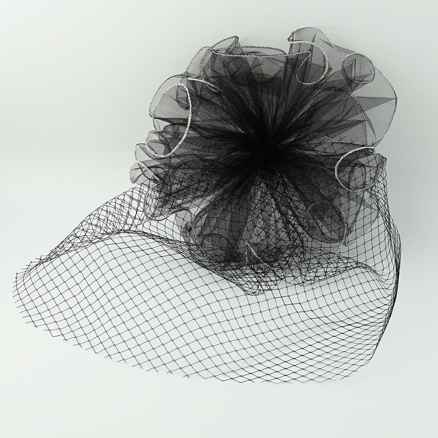 Black Floral Birdcage Bridal Blusher Veil Wedding Hair Accessory Vintage Face Veil - Bridella BMA02-B