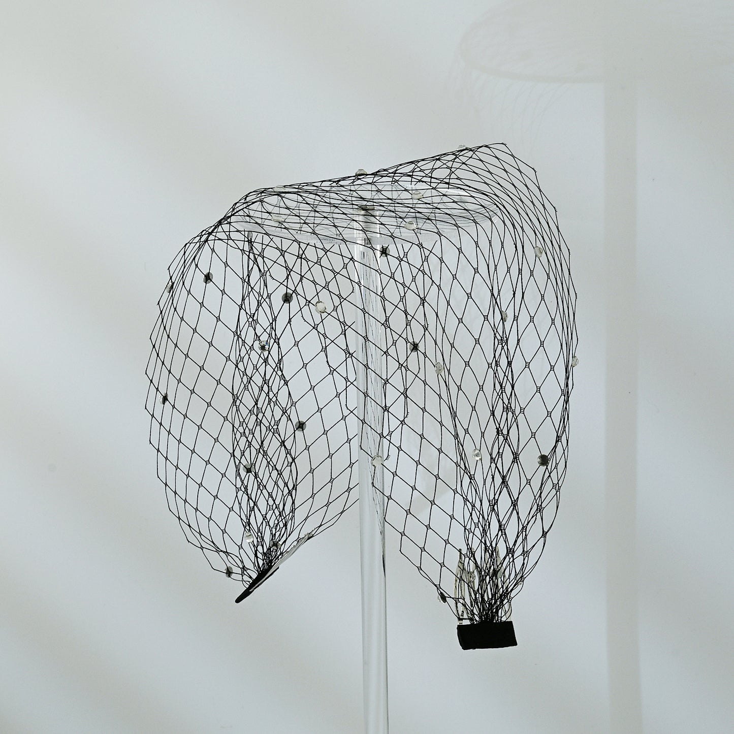 Black Birdcage Bridal Veil Rhinestone Wedding Veil - Bridella BMA42