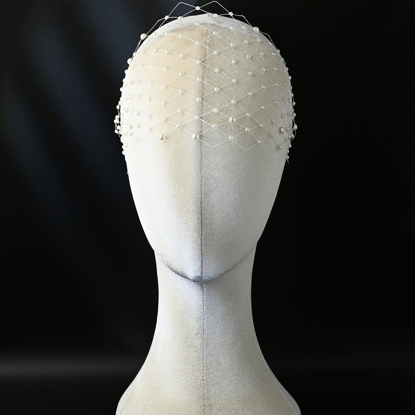 White Pearl Mesh Bridal Tiara Wedding Headpiece - Bridella BMA52