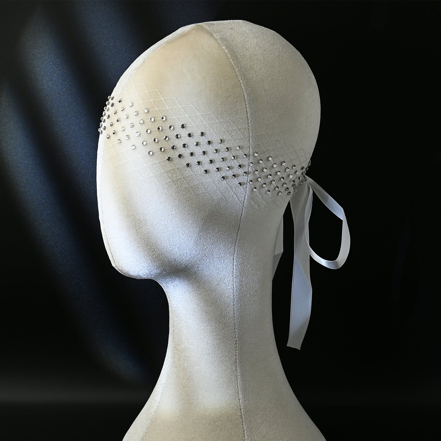 Rhinestone Bridal Face Veil Wedding Headband Veil - Bridella BMA53