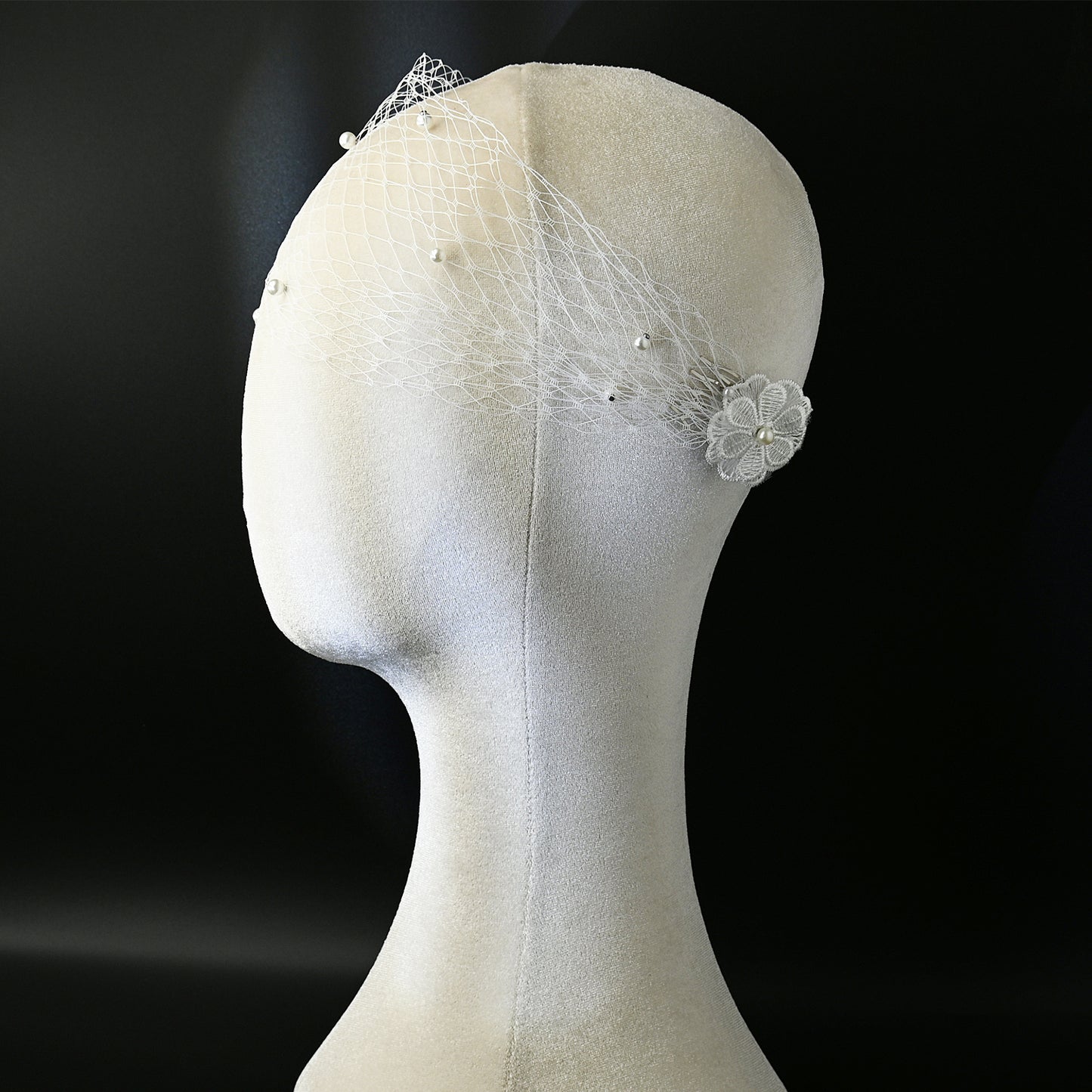 Pearl And Rhinestone Style Bridal Fishnet Veil Comb Style Women's Birdcage Veil Flower Blush Veil VA04-A