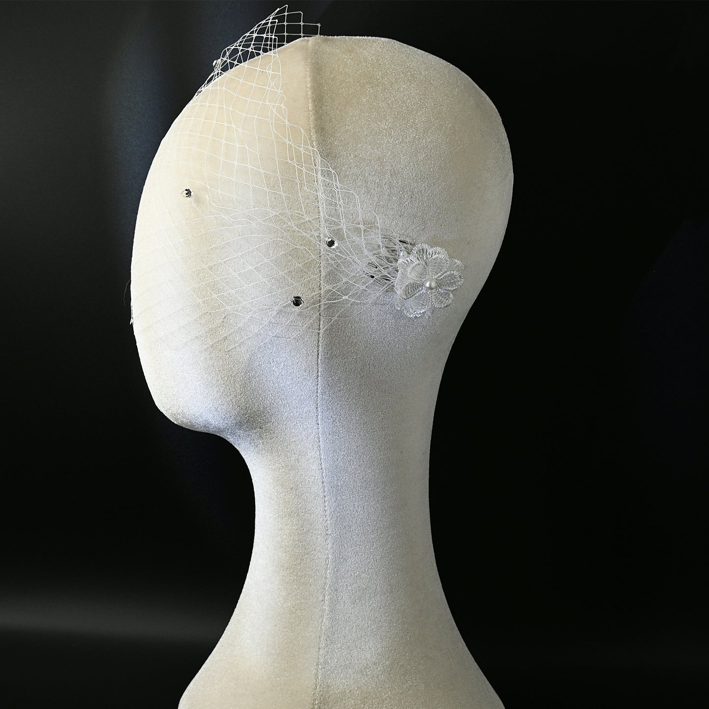 Rhinestone Bridal Birdcage Veil Fishnet Wedding Veil Comb Vintage Bridal Hair Accessory - Bridella VA04-B