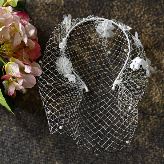 Floral Bridal Veil Headband Wedding Hair Accessory - Bridella BVA27-W