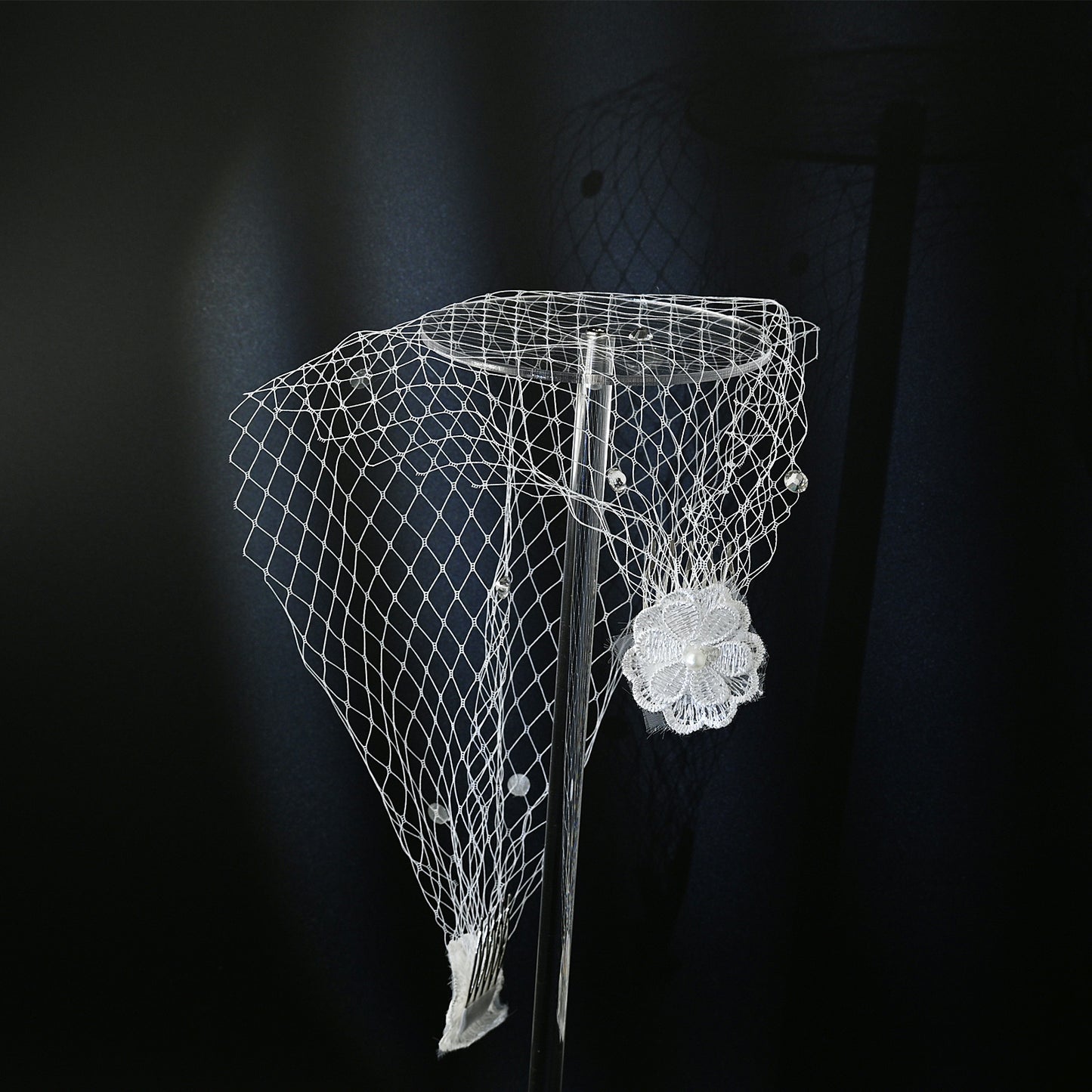 Rhinestone Bridal Birdcage Veil Fishnet Wedding Veil Comb Vintage Bridal Hair Accessory - Bridella VA04-B