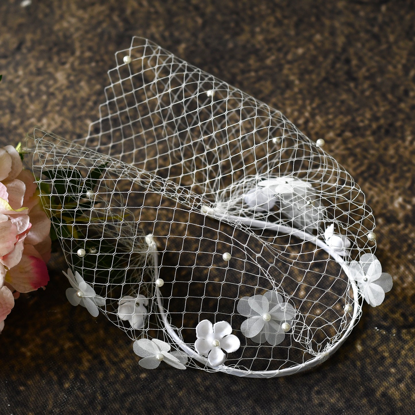 Floral Bridal Veil Headband Wedding Hair Accessory - Bridella BVA27-W