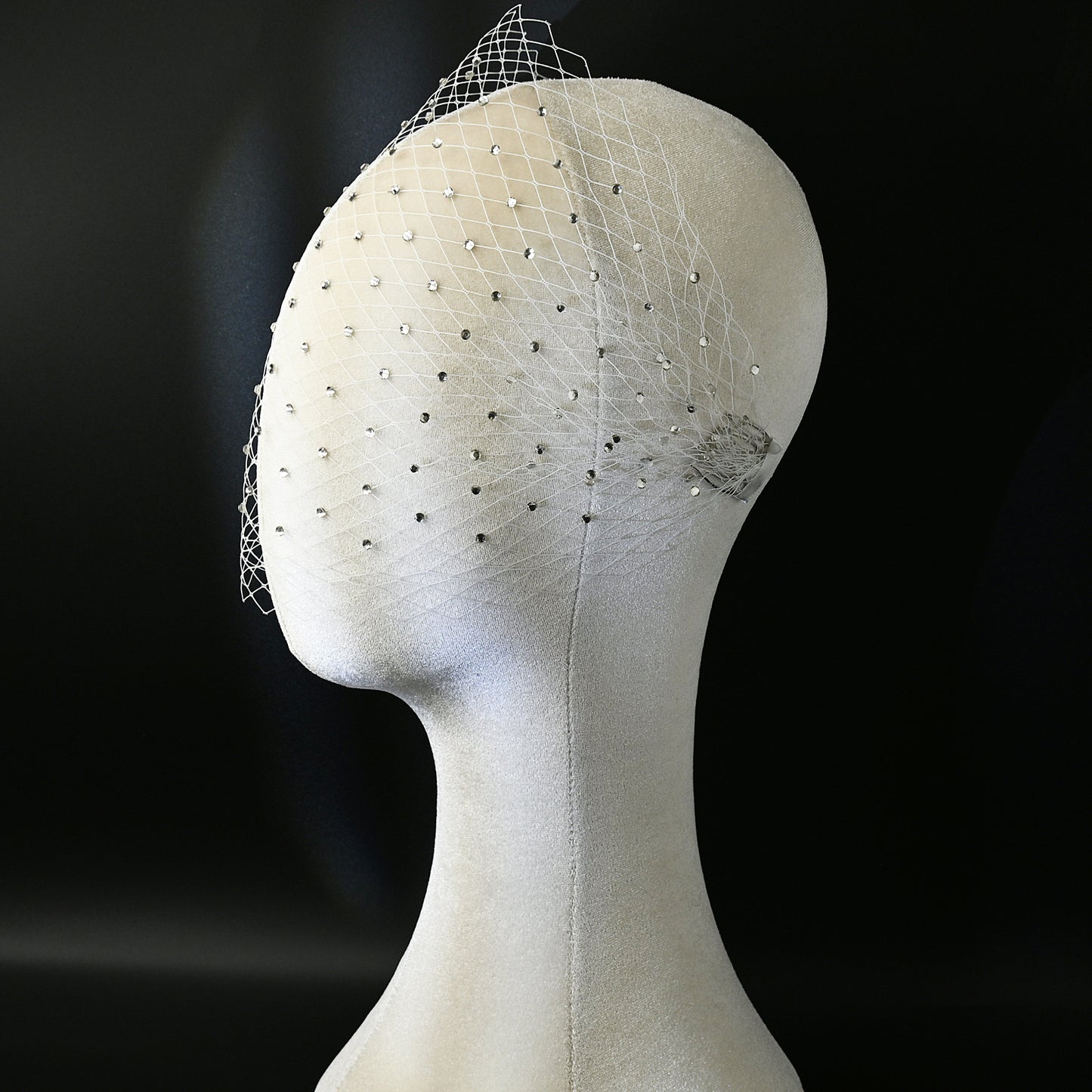 Rhinestone Bridal Blusher Veil Wedding Hair Comb Veil - Bridella BMA37