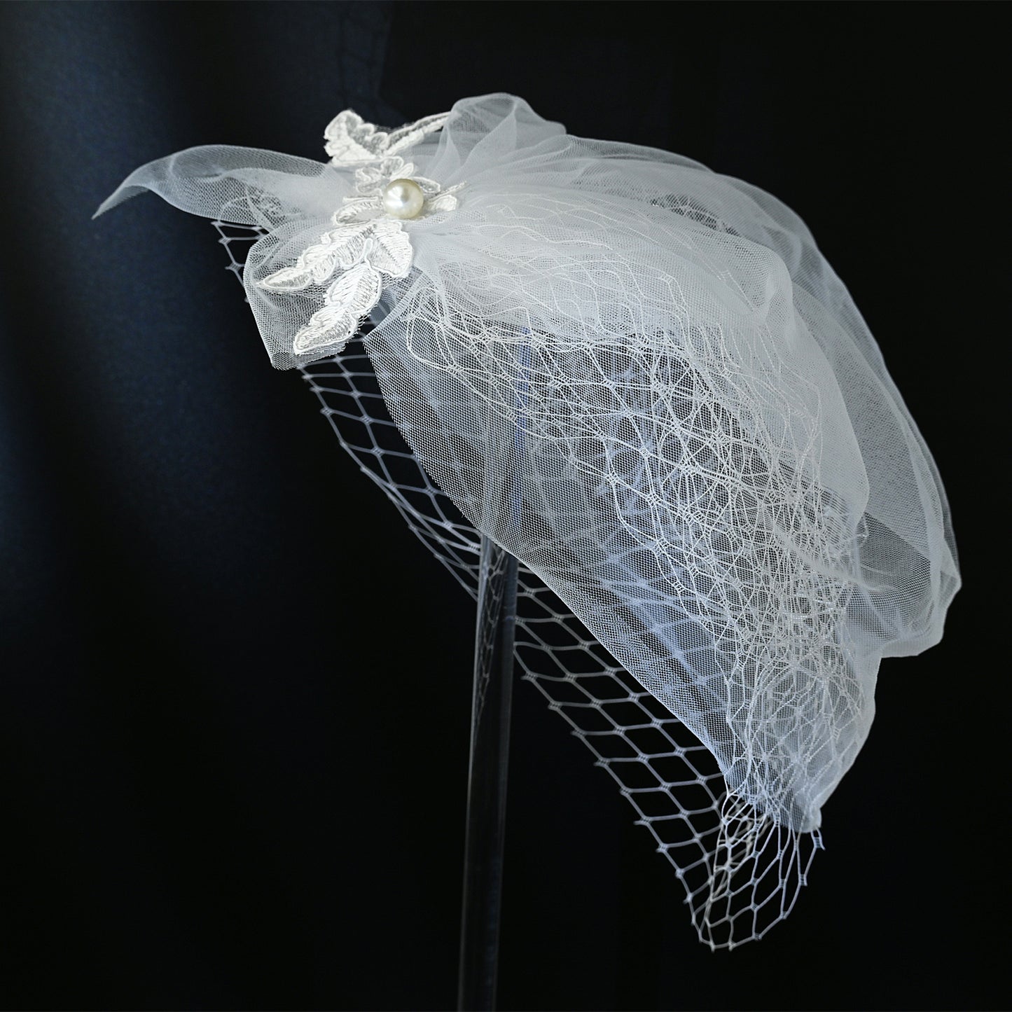 Lightweight Pearl Bow Birdcage Wedding Veil - Bridella BVA14-W