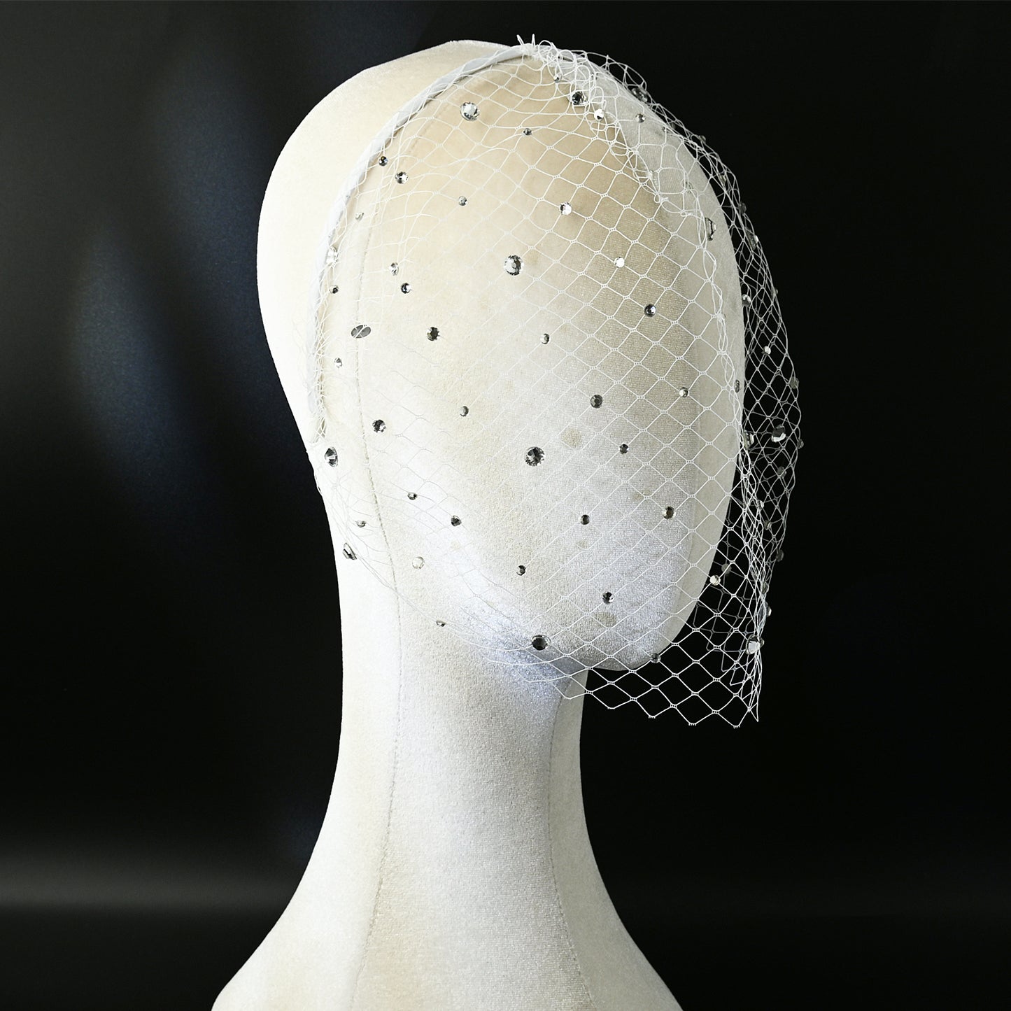 Birdcage Bridal Veil Elastic Headband Blusher Face Veil Wedding Hair Accessory - Bridella BVA12-W